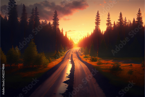 Country road in the forest ...