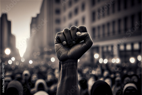 clenched fist in a Black Lives Matter protest, generative AI photo