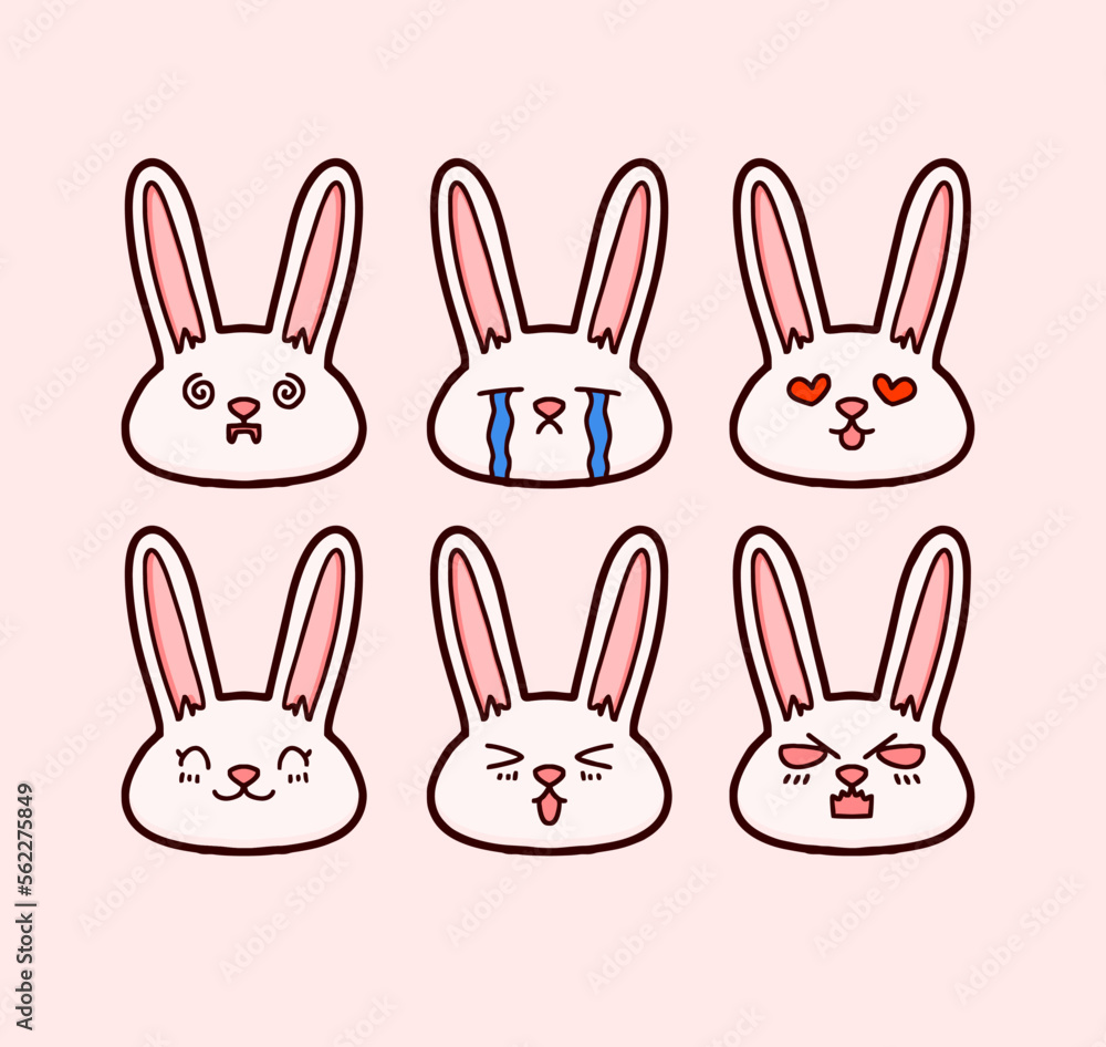 bunny character cartoon in various expressions bunny character cartoon in various expressions