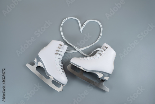 Canvas Print Ice skates shoes on gray background