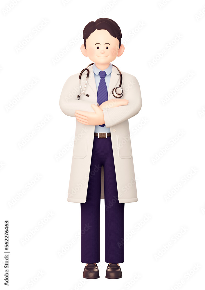 3d illustration of a doctor with folded arms 3d illustration of a doctor with folded arms
