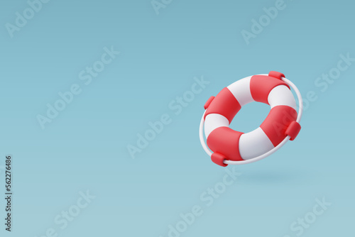 3d Vector Red and White Life Rescue, Lifebuoy. Summer Journey, Time to Travel Concept.