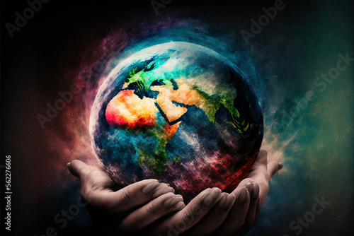 Empowering Unity and Collective Responsibility: The Profound Significance of Hands Holding the World as a Symbol for Achieving a Brighter Future for All (AI Generated)