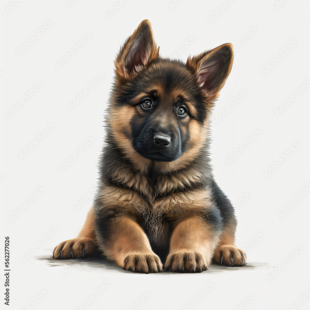 illustration of a german shepherd puppy on a white background