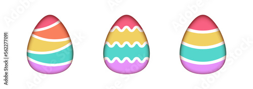 Fototapeta Naklejka Na Ścianę i Meble -  Set of three colorful Easter eggs. Egg shaped cut out frames.