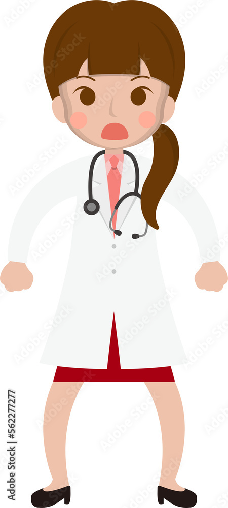 Female medical worker anxious look, medical staff, emoji cartoon Female medical worker anxious look, medical staff, emoji cartoon