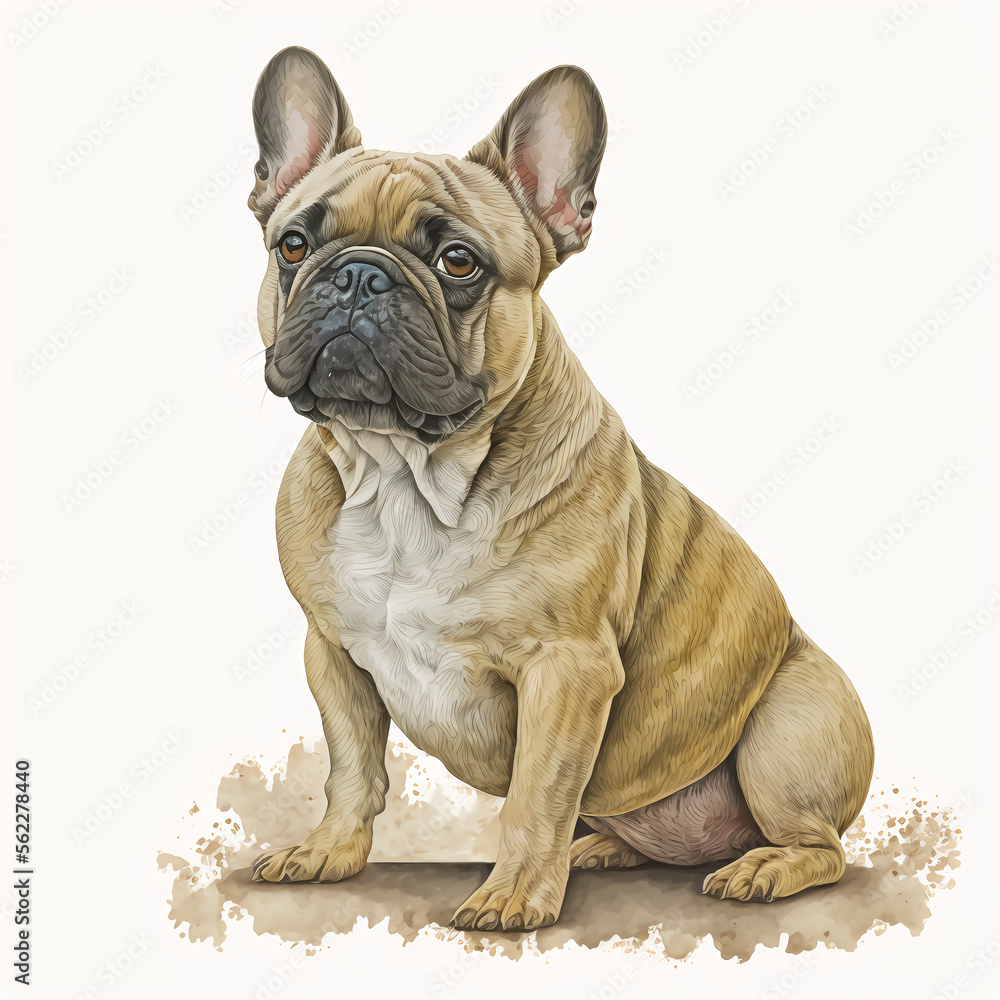 Fototapeta premium “Generative AI” French Bulldog digital illustration.