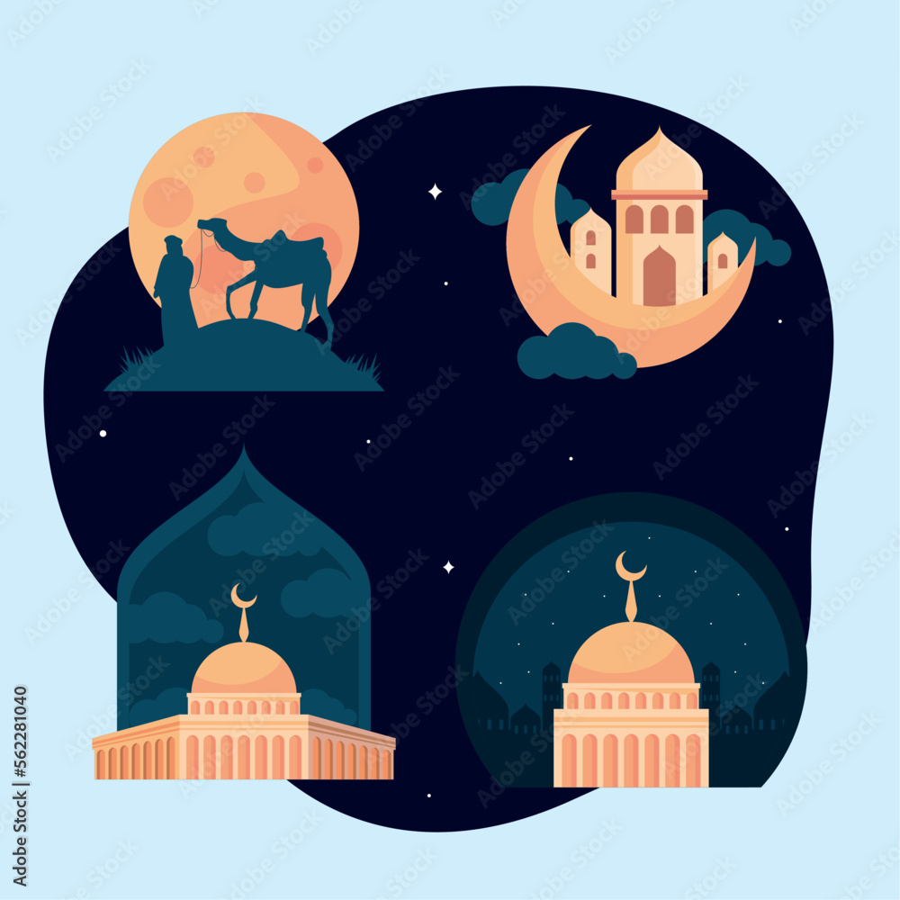 Fototapeta premium mosque buildings with moons