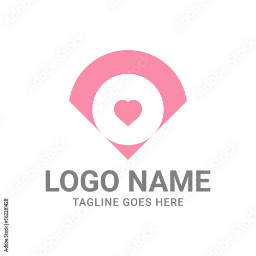 heart shape inside abstract circular vector logo design element