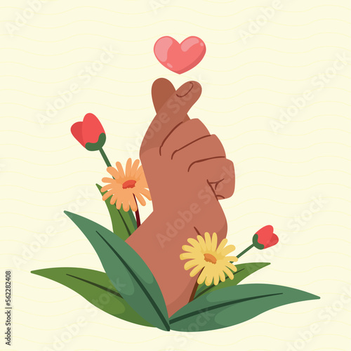 hand with flowers garden