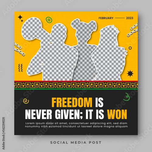 Freedom rights. Black history month social media banner template