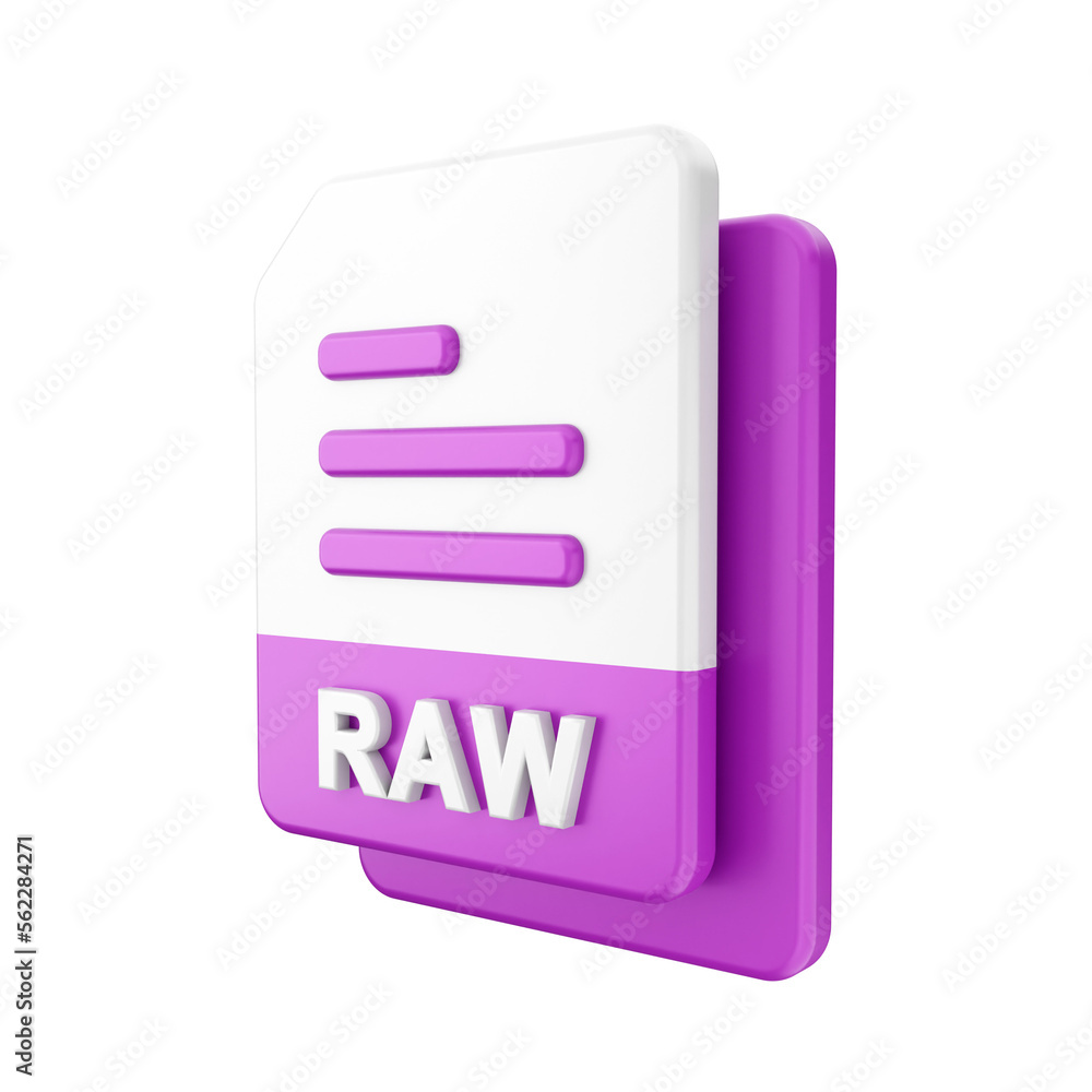3d file RAW format icon illustration render 3d file RAW format icon illustration render