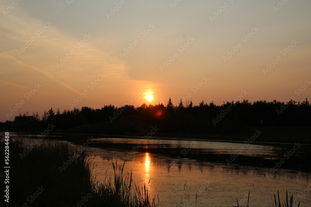 sunset over the water, Pylypow Wetlands, Edmonton, Alberta