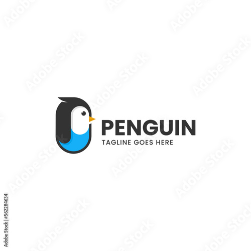 Vector Logo Illustration Penguin Simple Mascot Style.