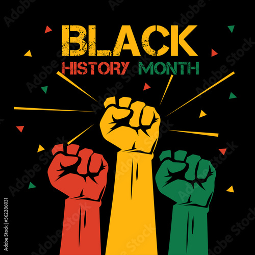 Poster for Black History Month with human fists 