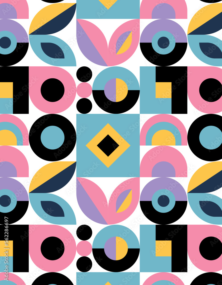 Geometric abstract retro pattern in Bauhaus style. Geometric Cover.