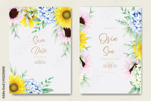 Beautiful Watercolor Floral hydrangea Wedding Invitation Card