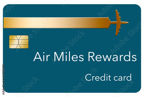 Here is an air miles rewards travel credit card isolated on white.