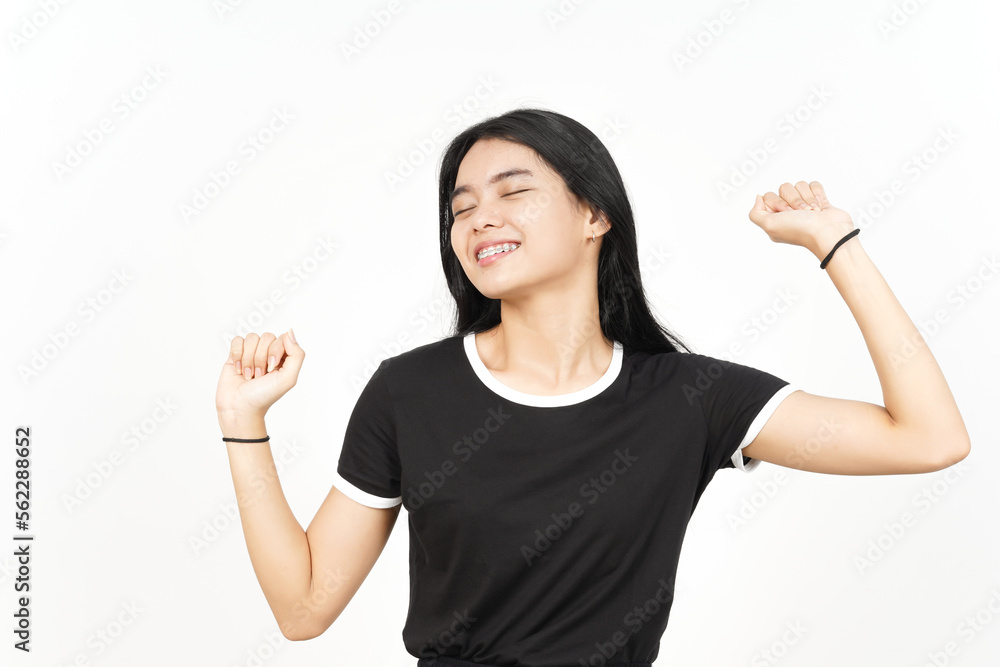 Wake Up Stretch Of Beautiful Asian Woman Isolated On White Background Wake Up Stretch Of Beautiful Asian Woman Isolated On White Background