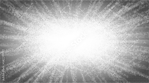 Halftone radial texture. Comic style grain background. Pop art faded textured frame. Grunge speckle effect. Dotted particles print wallpaper. Pixelated gradient backdrop