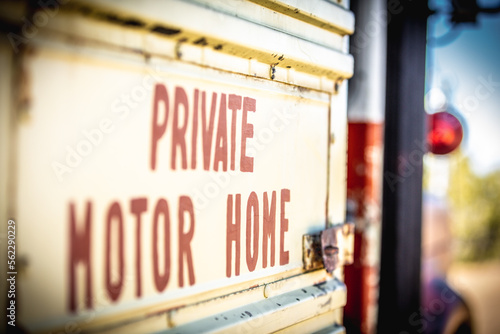 Motor home, vintage sign