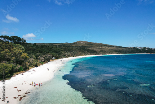 People swimming in the calm water of Frenchman Bay near Albany in Western Australia