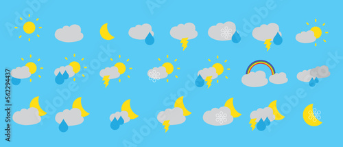 Colorful weather icons, vector illustration
