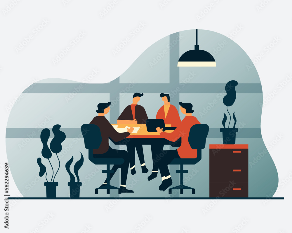 meeting flat illustration business activity for website meeting flat illustration business activity for website