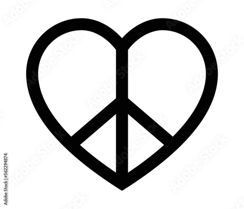 Peace and love heart symbol line art vector icon for apps and websites