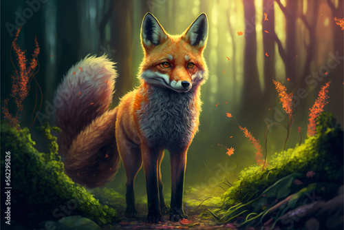 red fox in the woods, generative ai