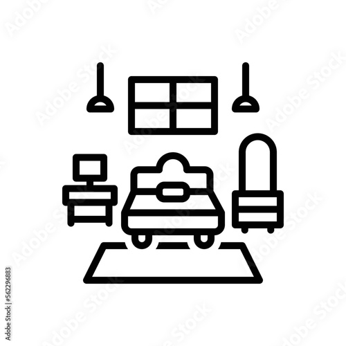 Black line icon for bedroom