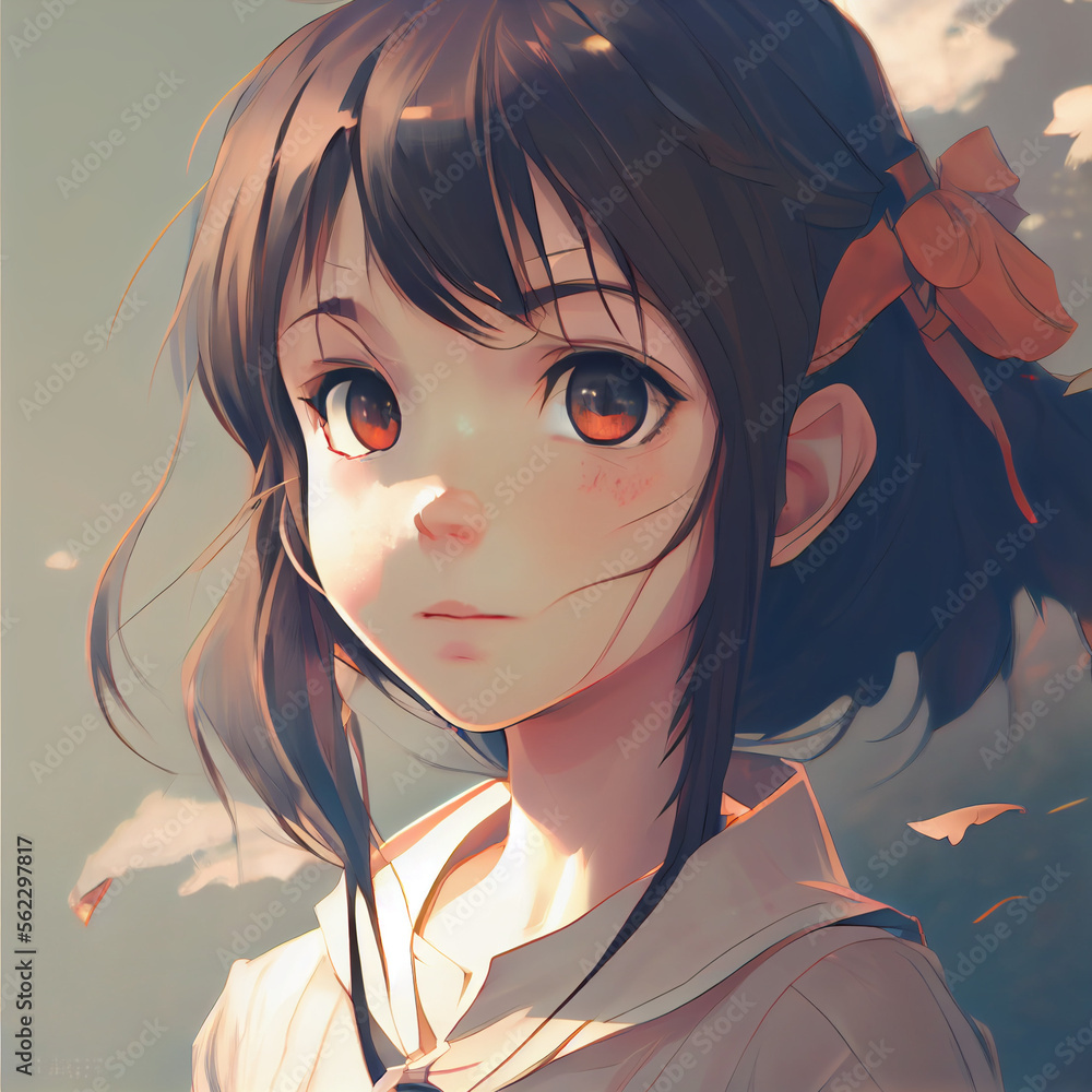 Looking up, art, look, girl, anime, cherry blossoms, HD wallpaper | Peakpx
