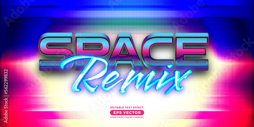 Bilde på lerret Space remix editable text style effect in retro style theme ideal for poster, so