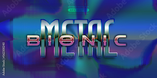 Metal bionic editable text style effect in retro style theme ideal for poster, social media post and banner template promotion