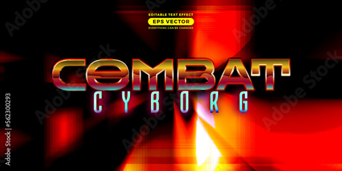 Combat cyborg editable text effect retro style with vibrant theme concept for trendy flyer, poster and banner template promotion