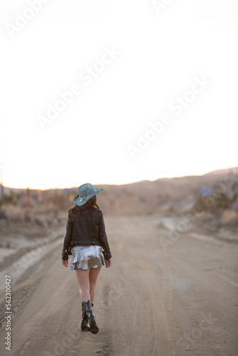 woman walking on the road