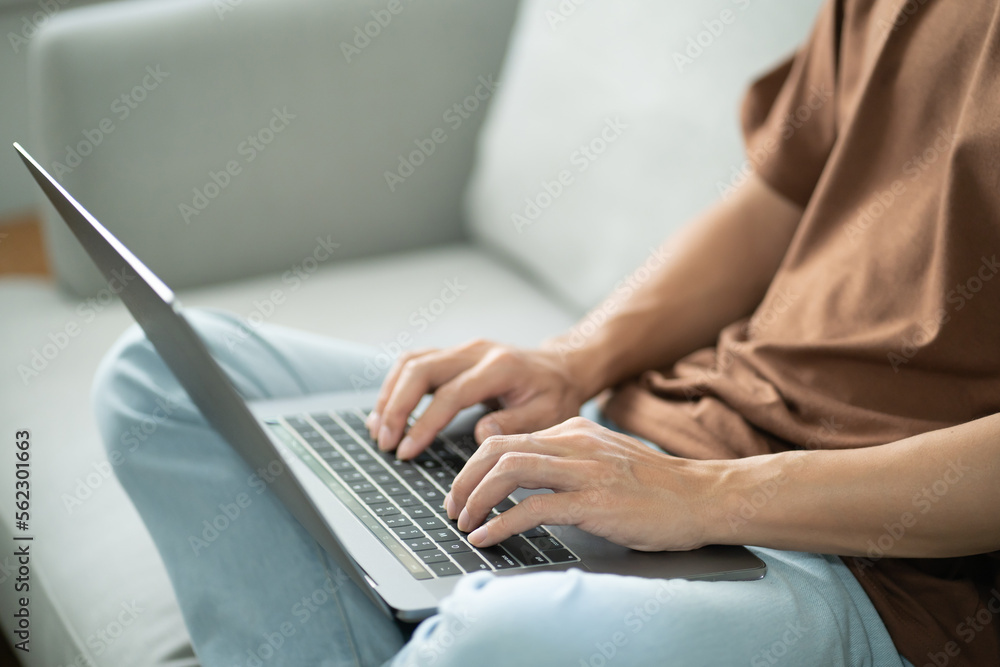 Man work from home. work online on laptop. Asian businessman working online business concept with social distancing laptop online meeting. Man work from home. work online on laptop. Asian businessman working online business concept with social distancing laptop online meeting.