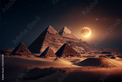 illustration of mysterious pyramids  ancient civilization  mystical landscape . AI