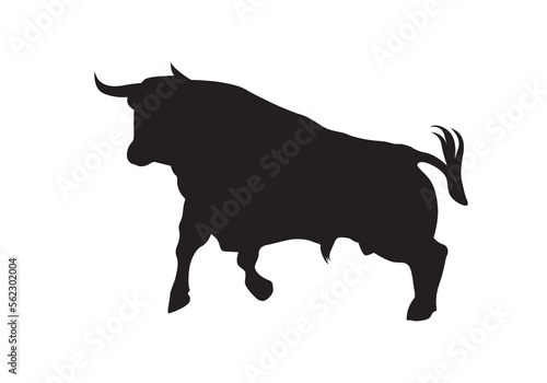 Angry bull silhouette vector isolated. Attacking, charging bull icon.
