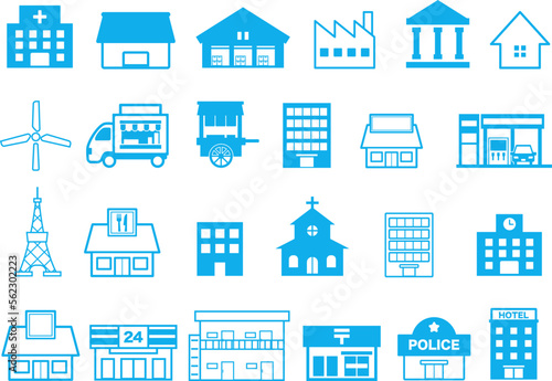 建物・建造物のイラストアイコンセット