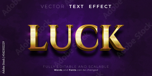 Editable text effect luck 3d gold style concept