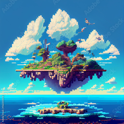Flying Island Pixel Art