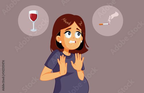 Pregnant Woman Refusing Smoking Cigarettes or Drinking Alcohol. Mother to be abstaining from any harmful and dangerous habit 
