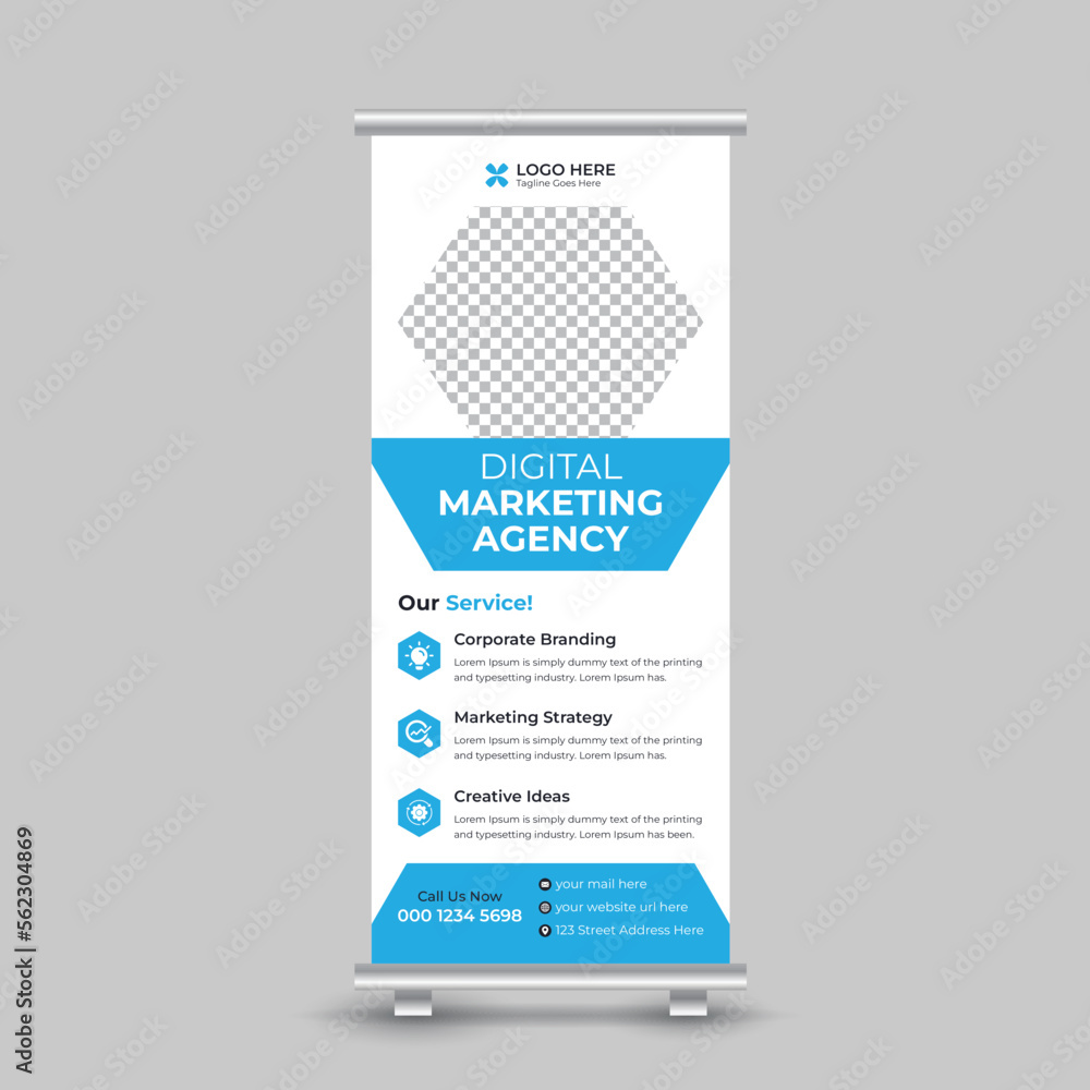 Fototapeta premium Corporate modern business roll up banner design template, vertical, abstract, pull up design, modern x banner template