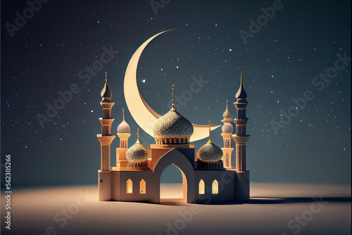 illustration of amazing architecture design of muslim mosque ramadan concept photo