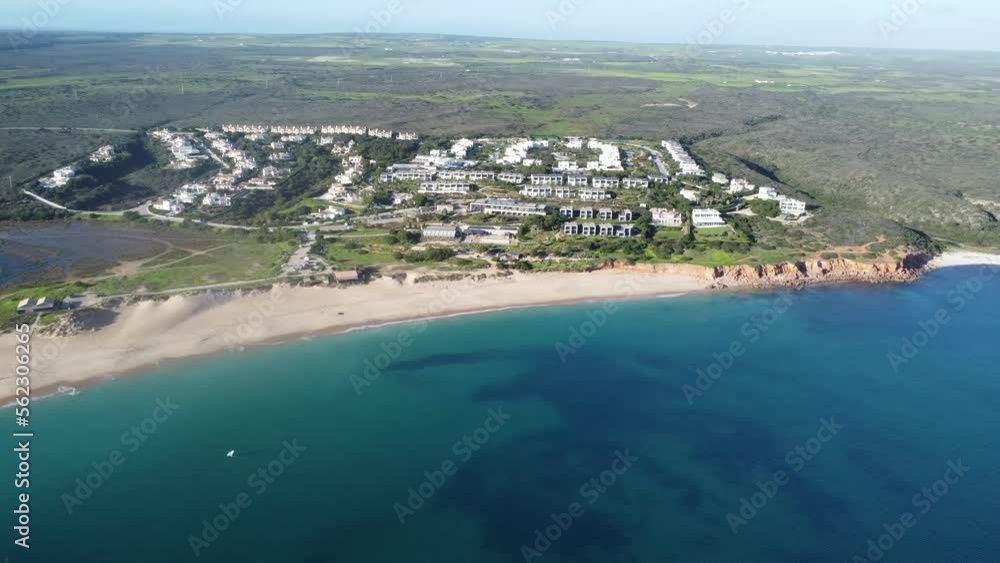 beautiful martinhal near sagres in portugal, droneshot with nice sunny weather beautiful martinhal near sagres in portugal, droneshot with nice sunny weather