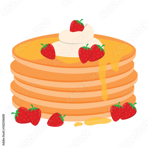 Strawberry Pancake Animated Cartoon Vector Illustration for Pancake Day