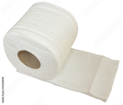 Close-up shot of white toilet paper roll.