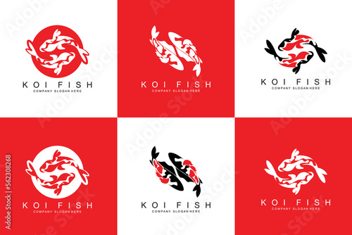 Koi Fish Logo Design, Ornamental Fish Vector, Aquarium Ornament Illustration Brand product