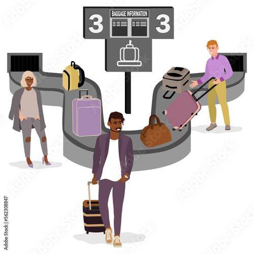 Scene with people at airport baggage claim area